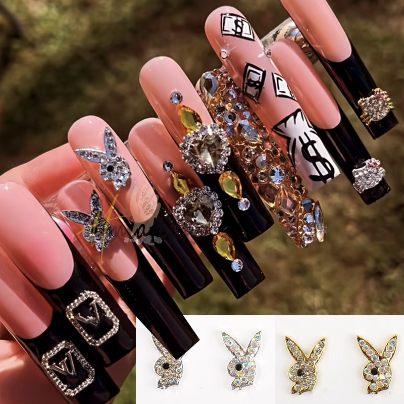 Nail Art Valentines Day - 3D Bunny Heads Nail Charms Decorations