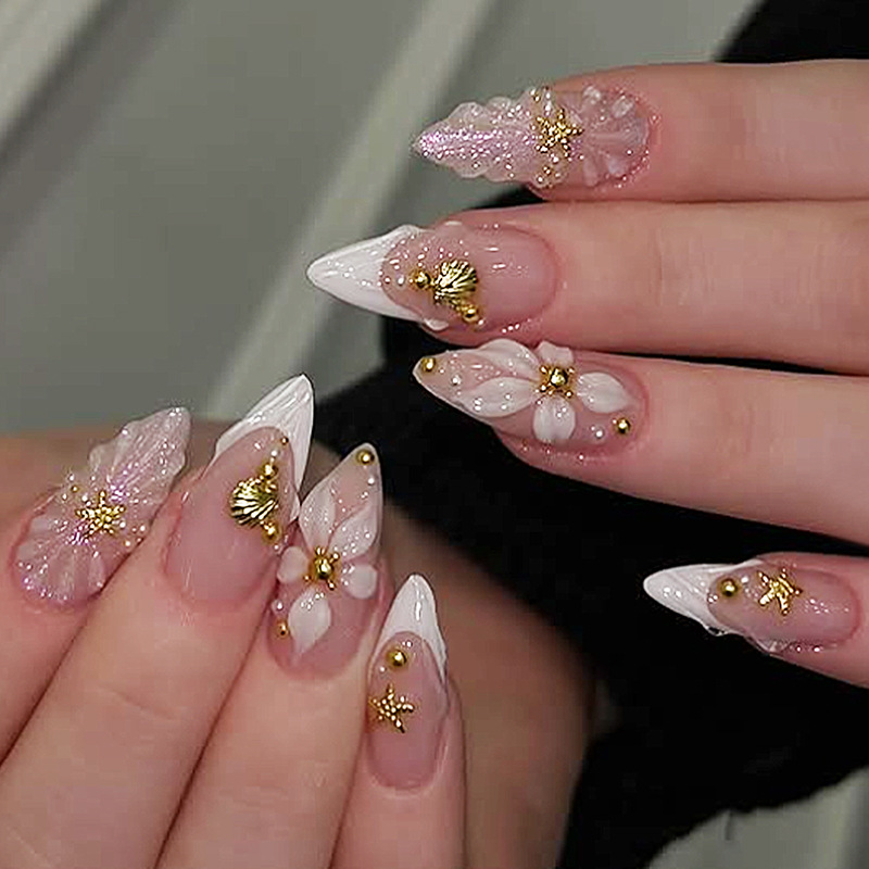 Nail Art Fake - 24pcs Finished Almond Press on Nails