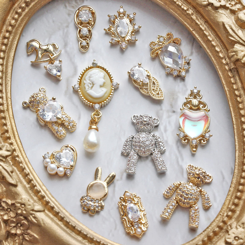 Nail Art Valentines Day - 10pcs Heart Bear Rabbit Pendant 3D