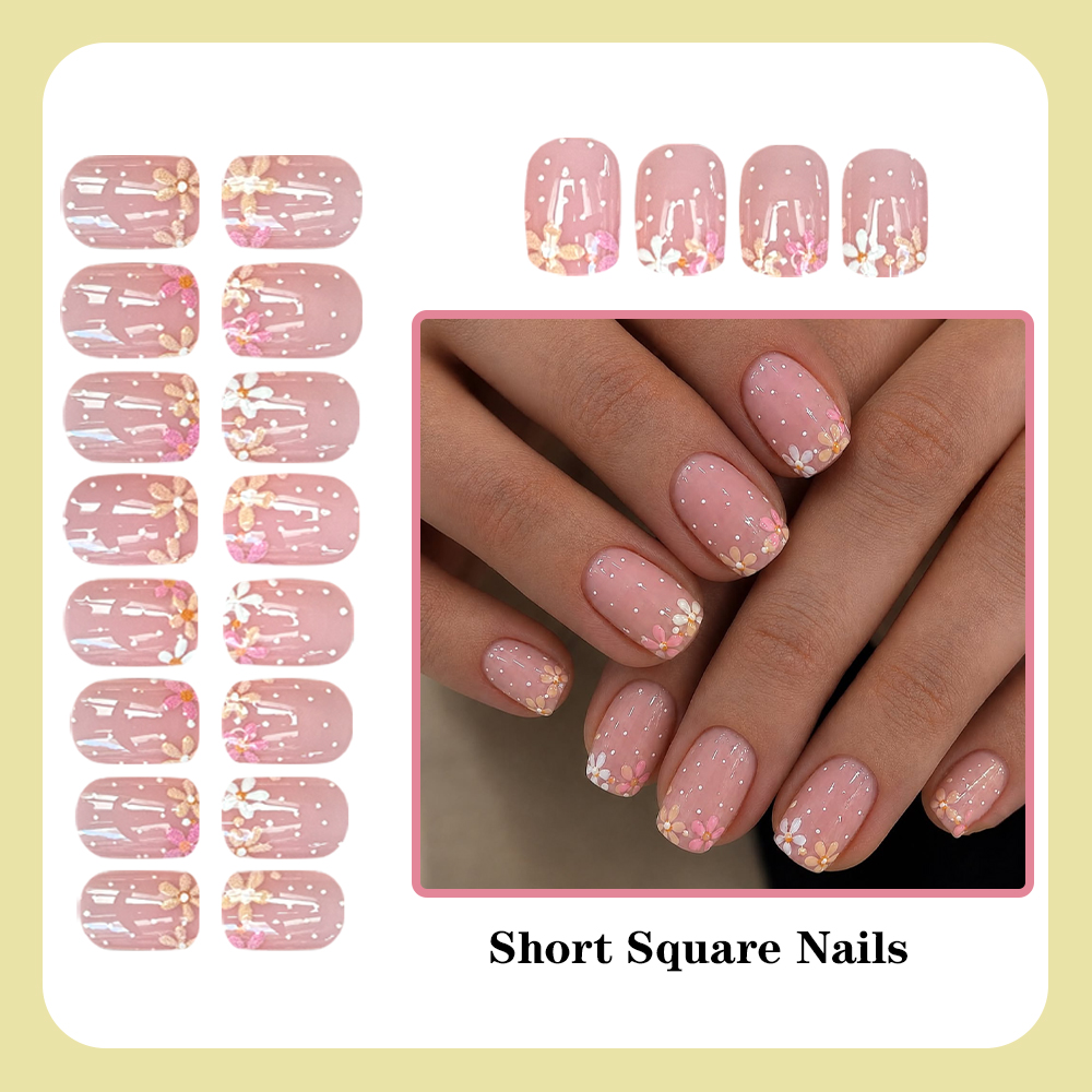 Short Square Reusable Glue‑on  - Nail Art Dusty Pink recension och pris