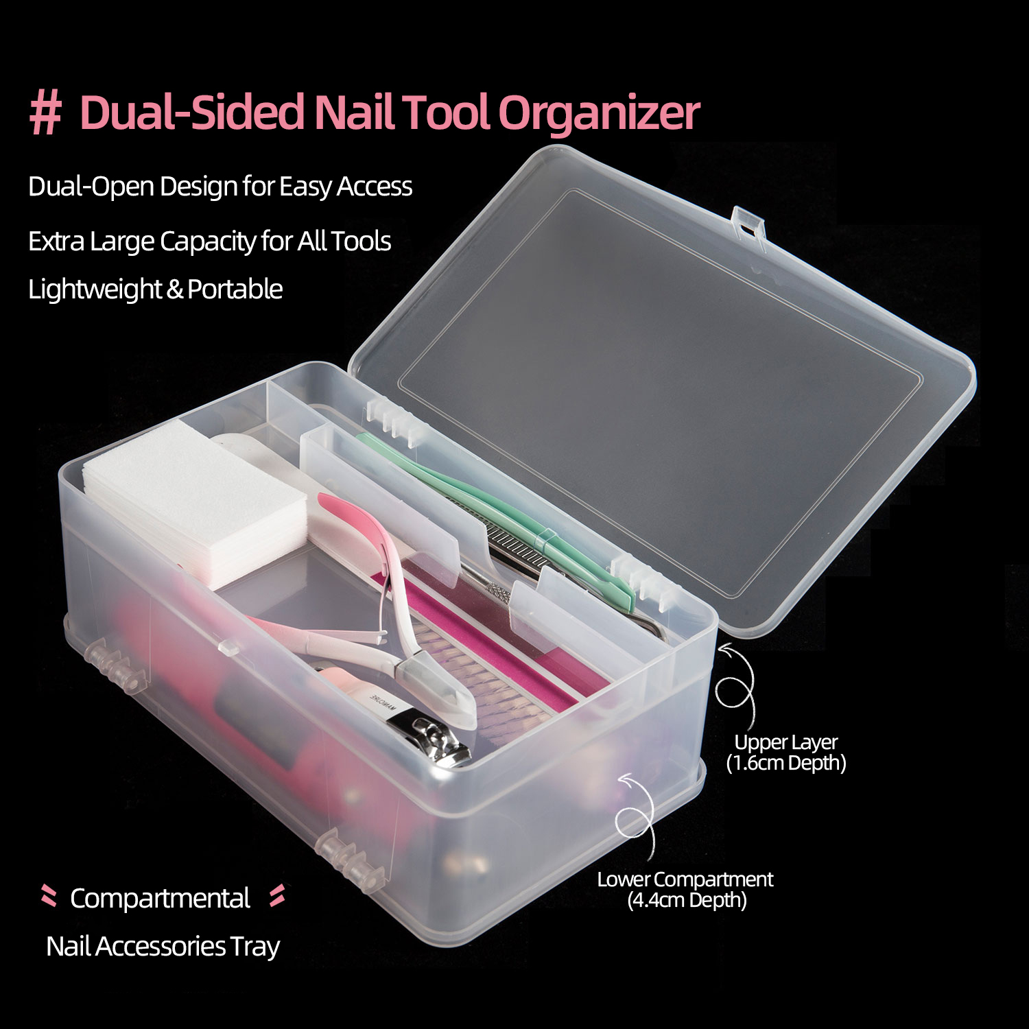 Dual-Open 2-Tier Super Capacit - Nail Art Simple recension och pris