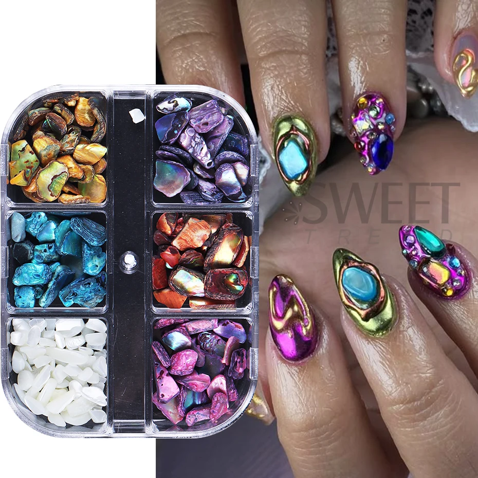 6 Grids Abalone Shell Flakes N - Nail Art Valentines Day recension och pris