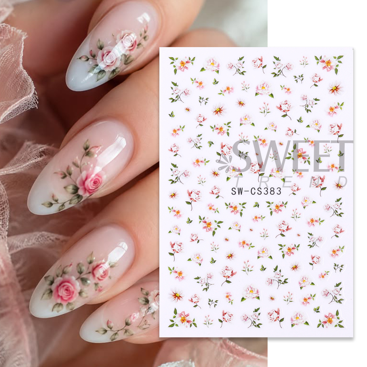 3pcs Kawaii Floral Nail Art St - Nail Art Simple Elegant recension och pris
