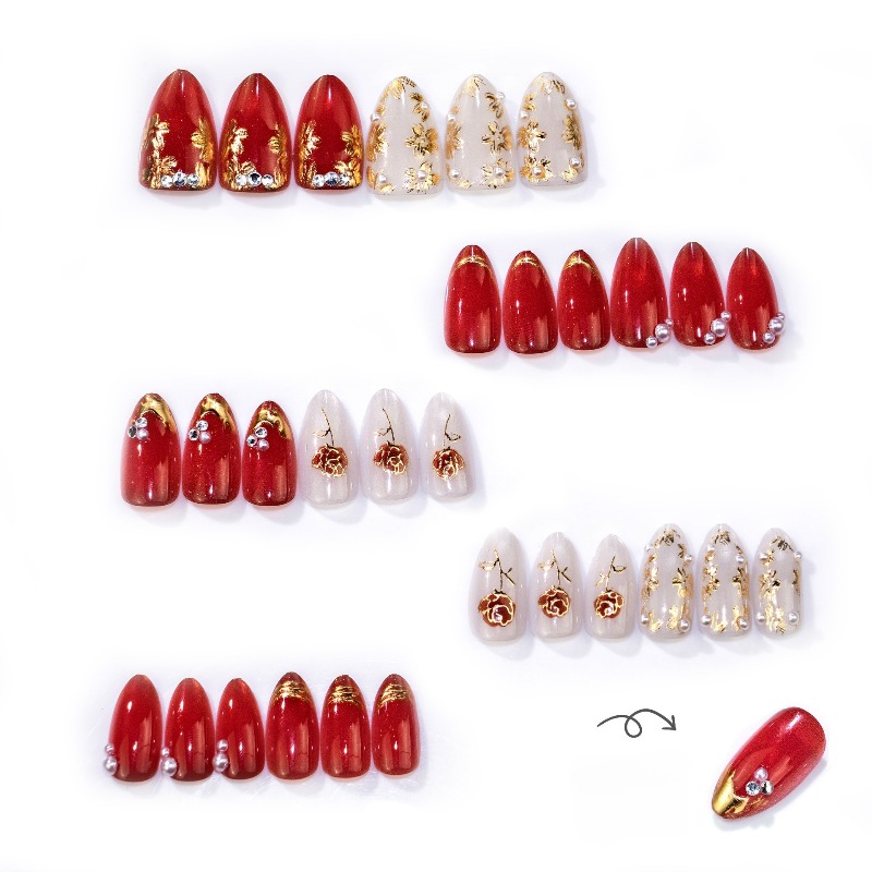 24PCS Gilt Rose Almond Stick o - Nail Art Cat Eye Simple recension och pris