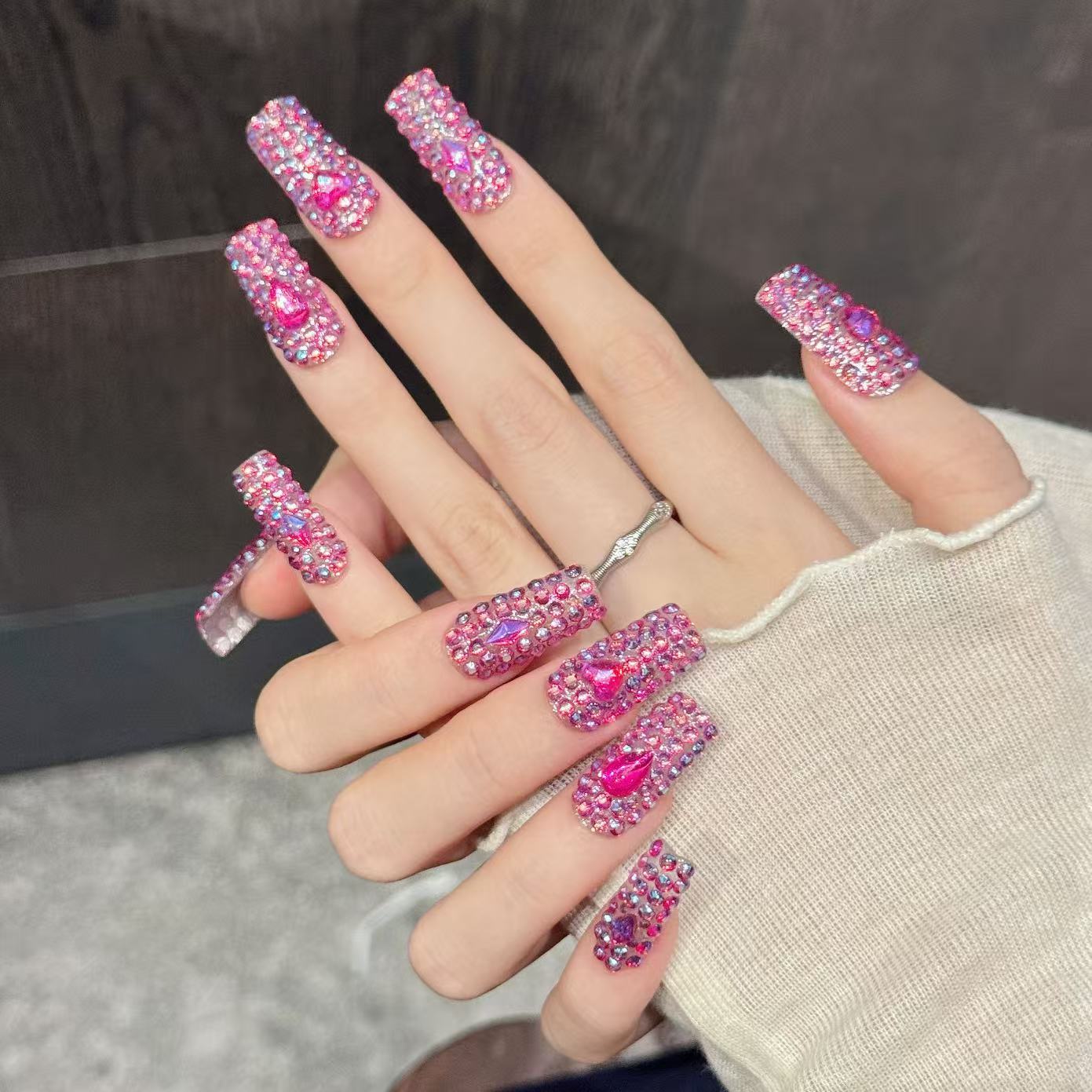 10PCS Long Square  Handmade Pr - Nail Art Fake recension och pris