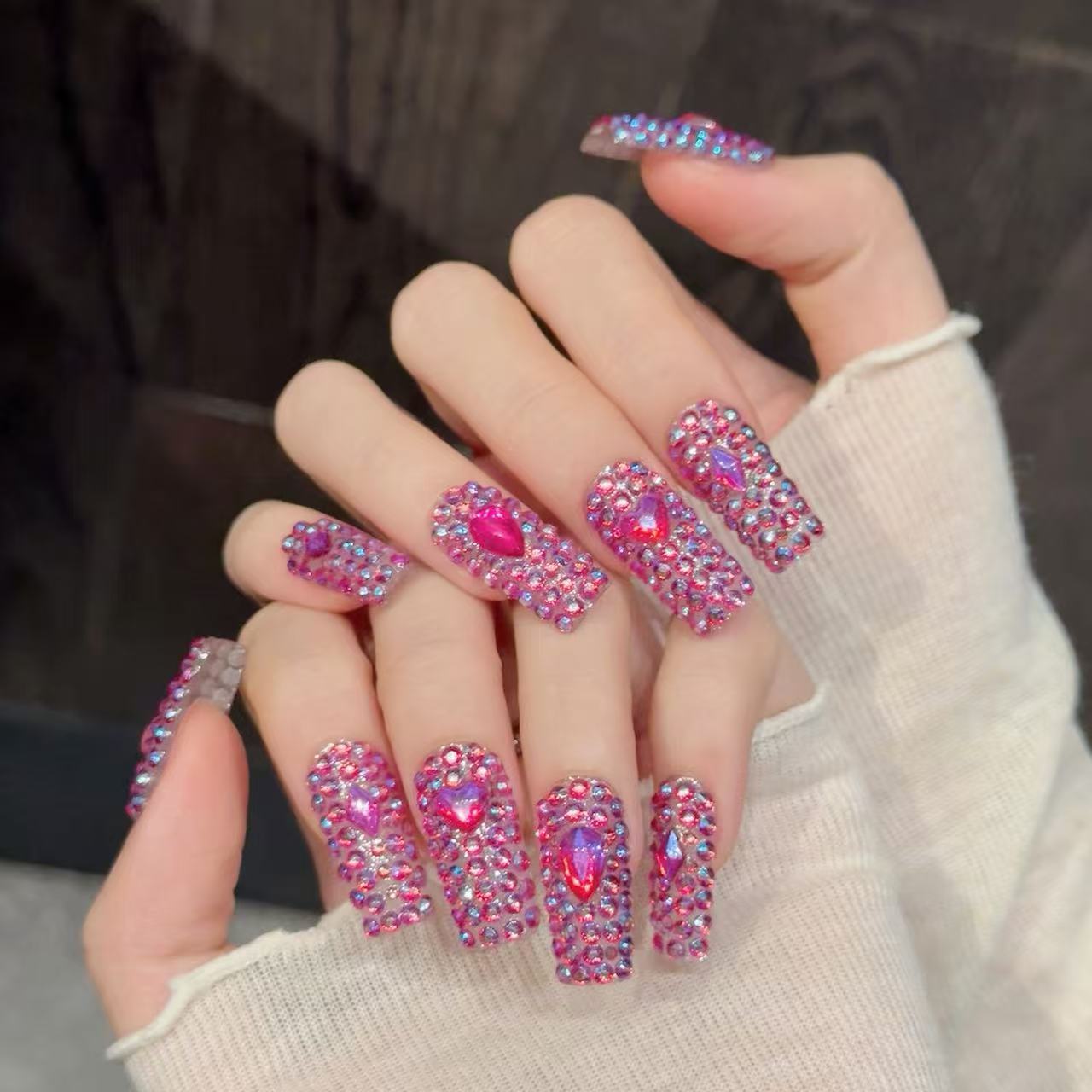 10PCS Long Square  Handmade Pr - Nail Art Fake recension och pris