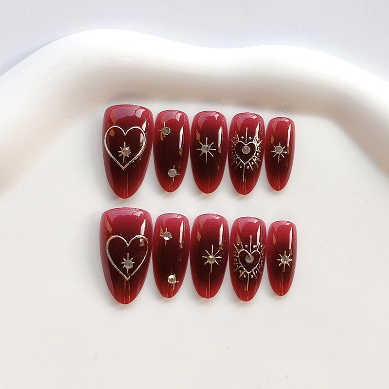10Pcs French Style Burgundy Ha - Nail Art Simple Elegant recension och pris