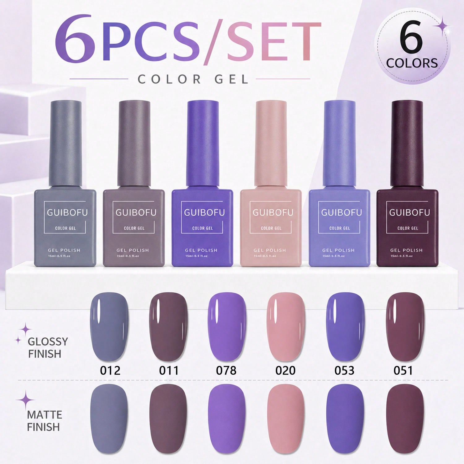 6Pcs 15ml Gel Polish Set,Laven - Nail Art Dusty Pink recension och pris