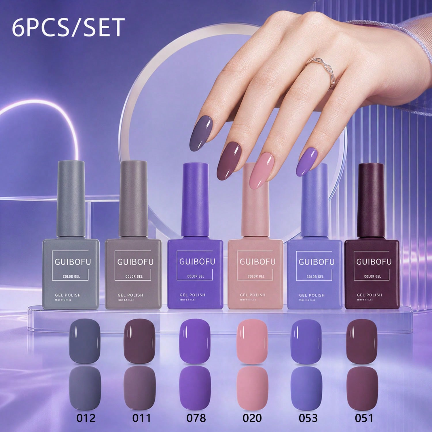 6Pcs 15ml Gel Polish Set,Laven - Nail Art Dusty Pink recension och pris