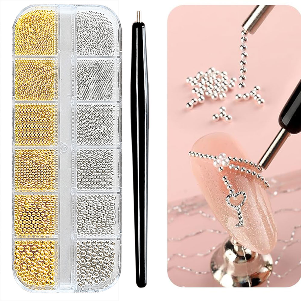 12Grid Gold/Silver Mini Caviar - Nail Art Valentines Day recension och pris
