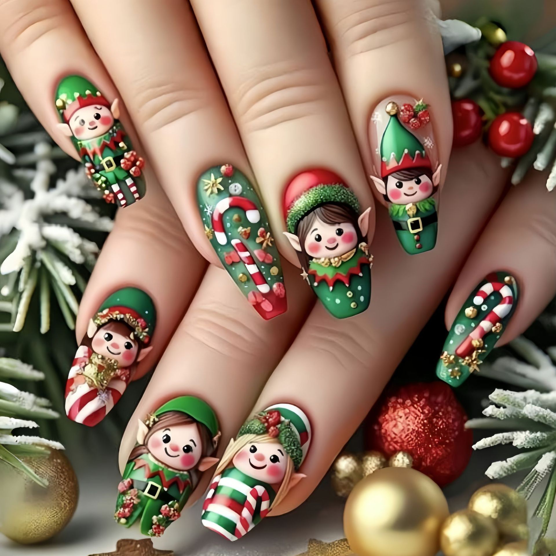 Medium fake nails for Christma - Nail Art Fake recension och pris