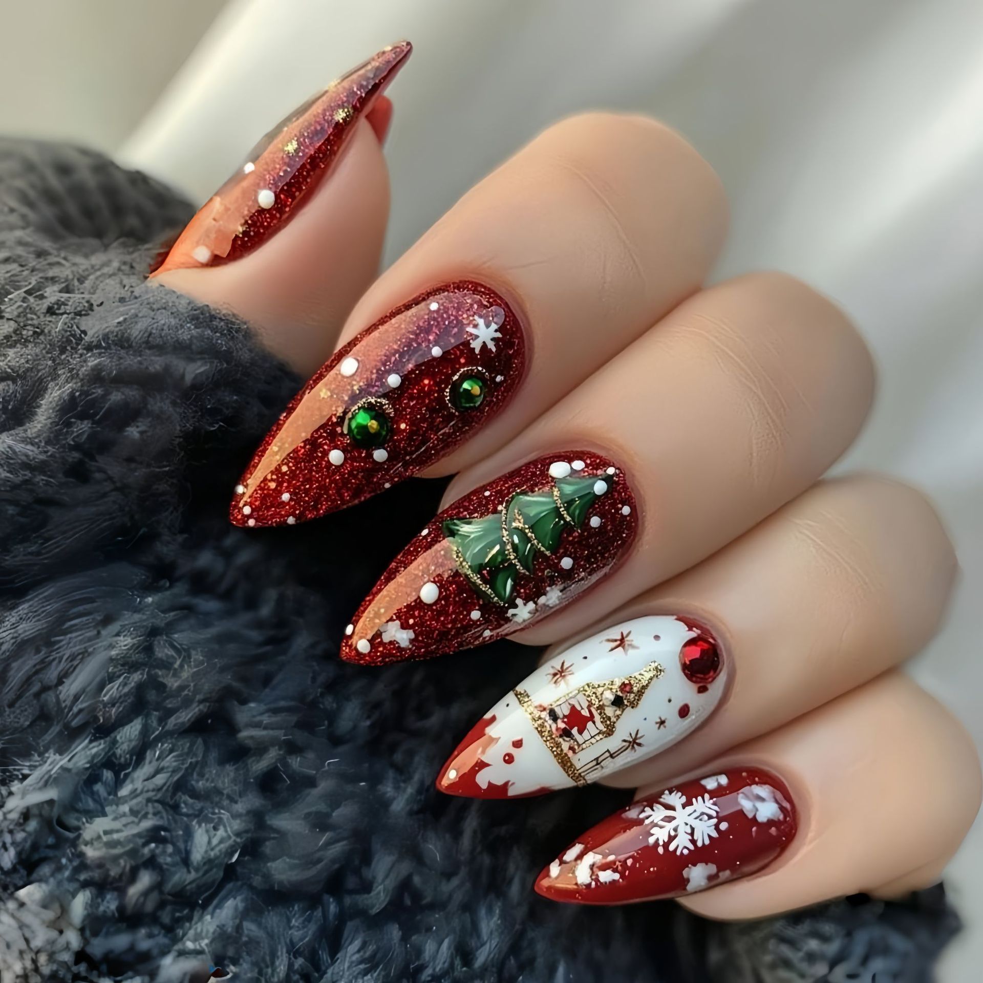 Medium fake nails for Christma - Nail Art Fake recension och pris