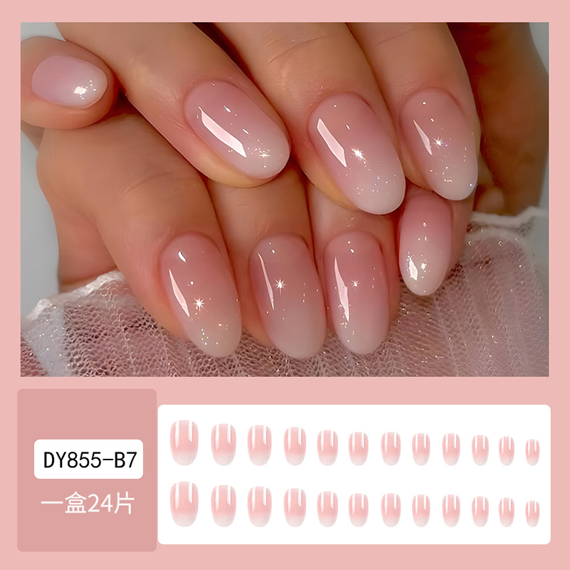 24Pcs Oval Short Pink Press on - Nail Art Cat Eye Simple recension och pris