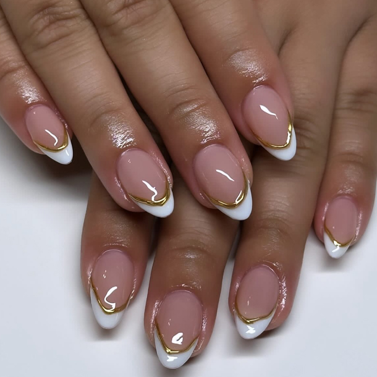French Nude Pink White Edge Al - Nail Art Simple Elegant recension och pris