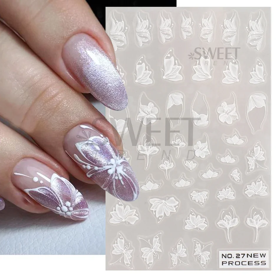 White Lace Flower Nail Art Sti - Nail Art Simple Elegant recension och pris