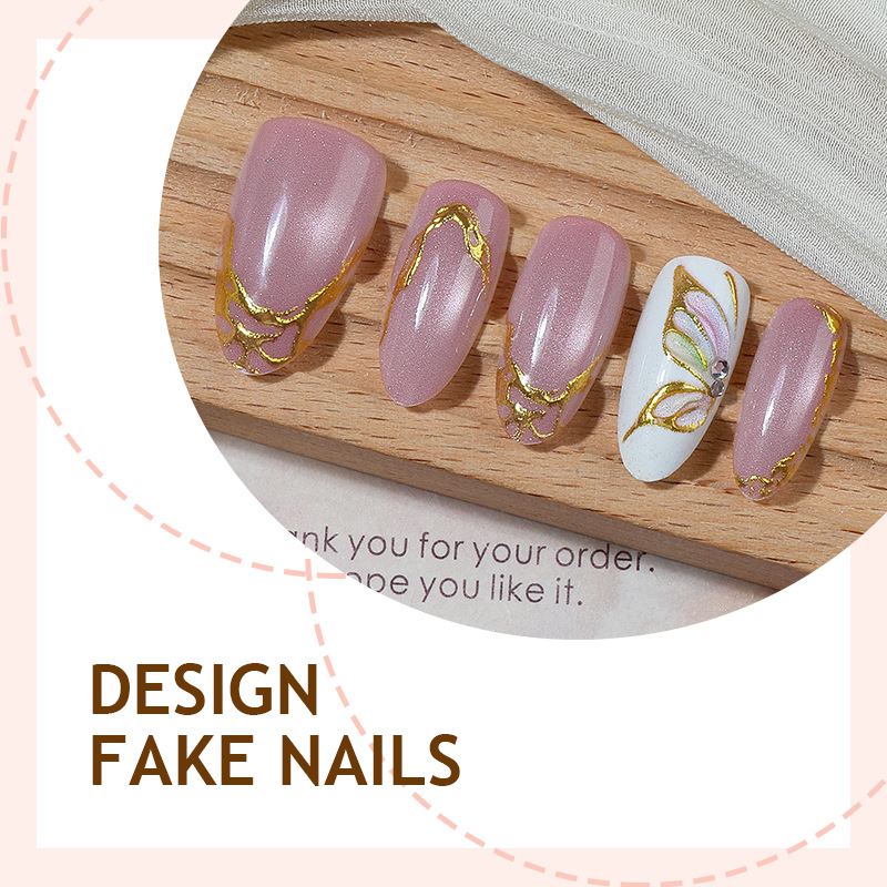 Cat Eye Almond False Nails Gol - Nail Art Cat Eye Simple recension och pris