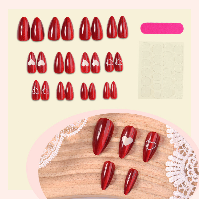 24PCS Simple Red Cat Eye Almon - Nail Art Cat Eye Simple recension och pris