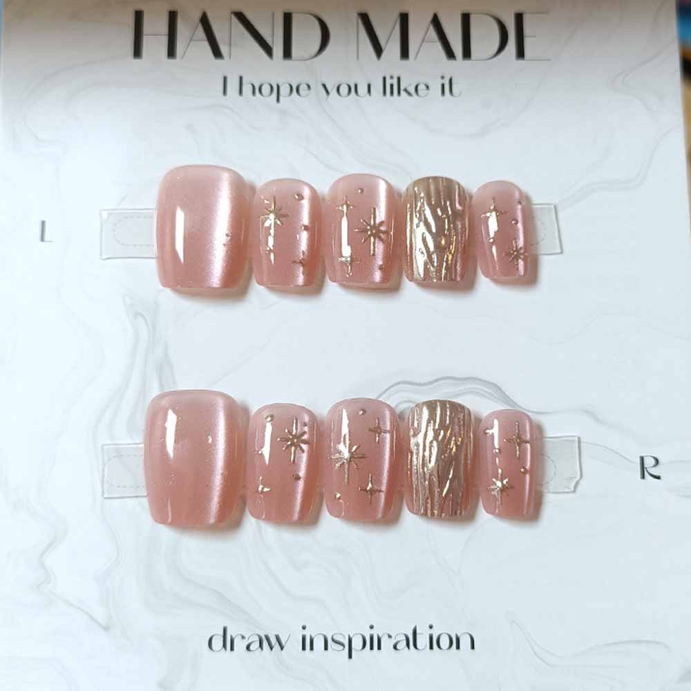 10 Pcs Hand Crafted Gold-plate - Nail Art Cat Eye Simple recension och pris