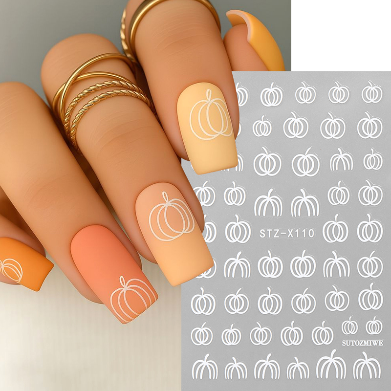 2pcs Elegant White Pumpkin Fal - Nail Art Simple Elegant recension och pris