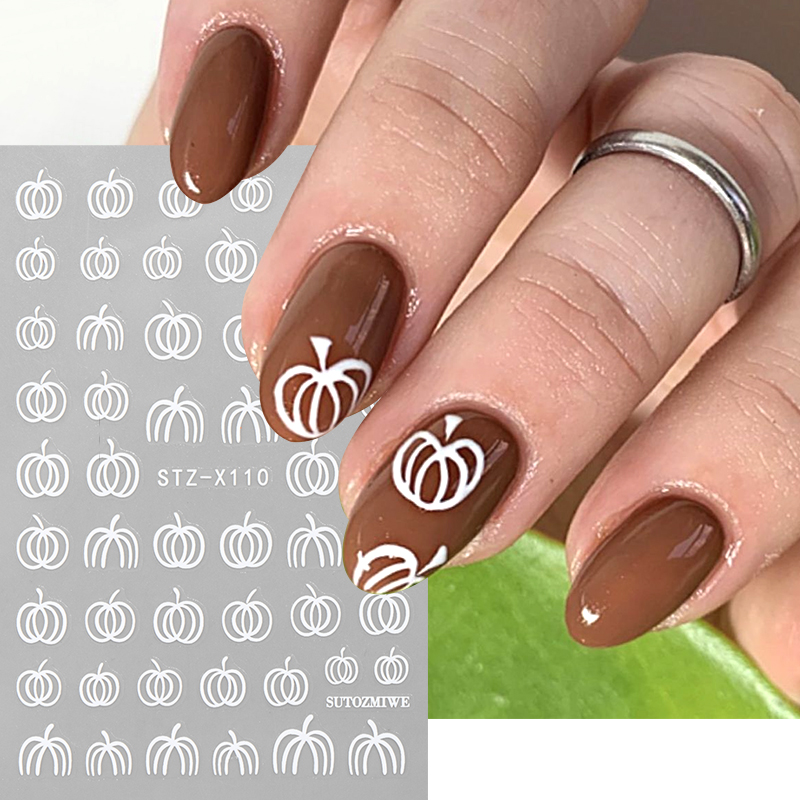 2pcs Elegant White Pumpkin Fal - Nail Art Simple Elegant recension och pris
