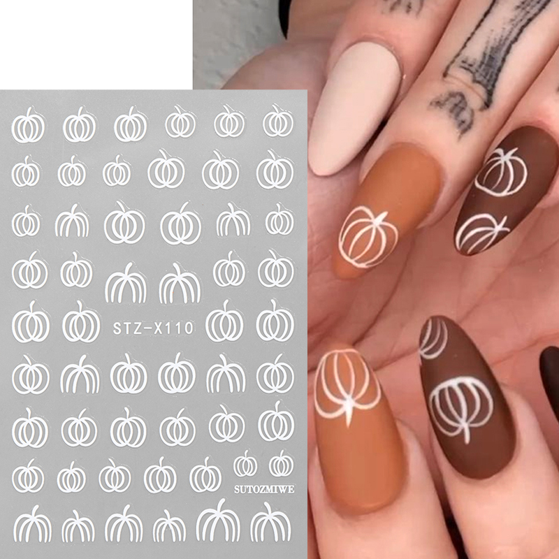2pcs Elegant White Pumpkin Fal - Nail Art Simple Elegant recension och pris