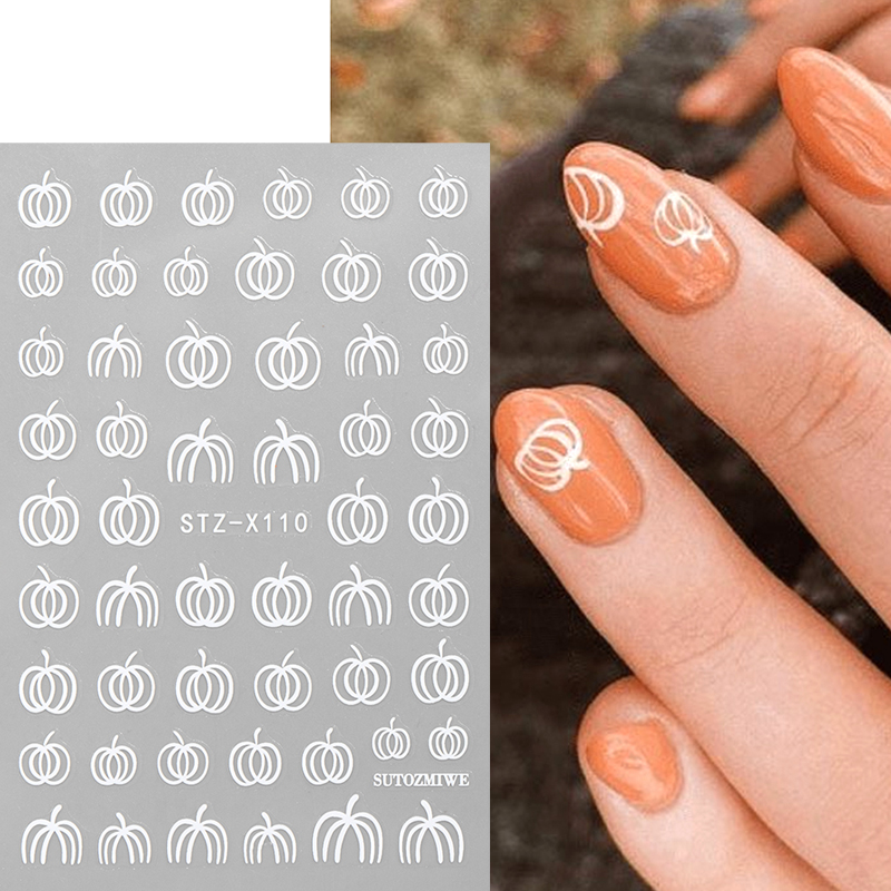 2pcs Elegant White Pumpkin Fal - Nail Art Simple Elegant recension och pris