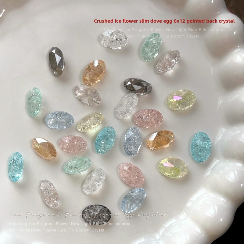 10pcs 8x12mm Ice Flower Pear N - Nail Art Ice Blue recension och pris