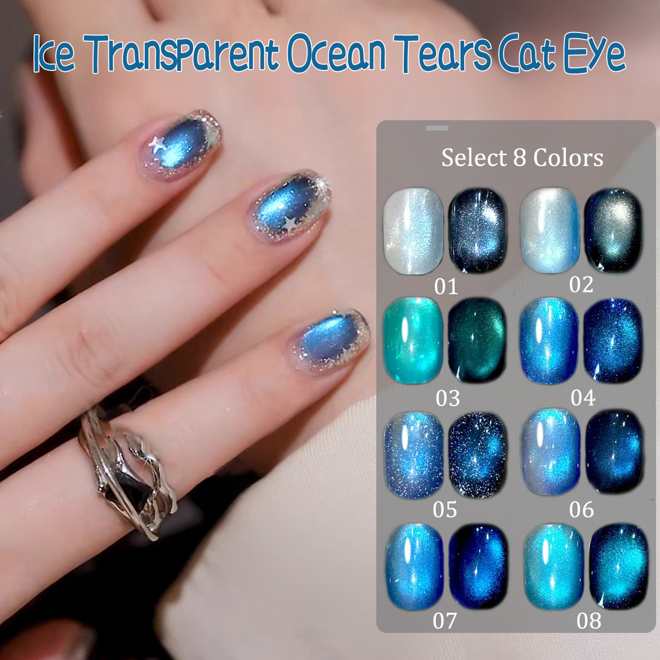 SHAKA 1-8pcs Summer Popular Ic - Nail Art Ice Blue recension och pris