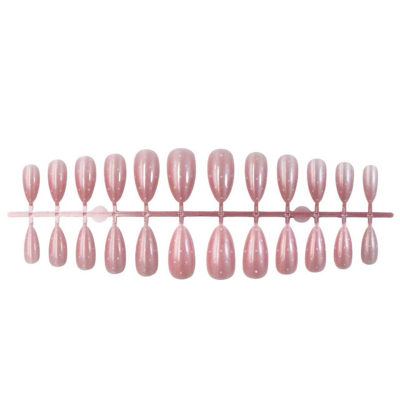 24PCS Shiny nude white polka d - Nail Art Simple Elegant recension och pris
