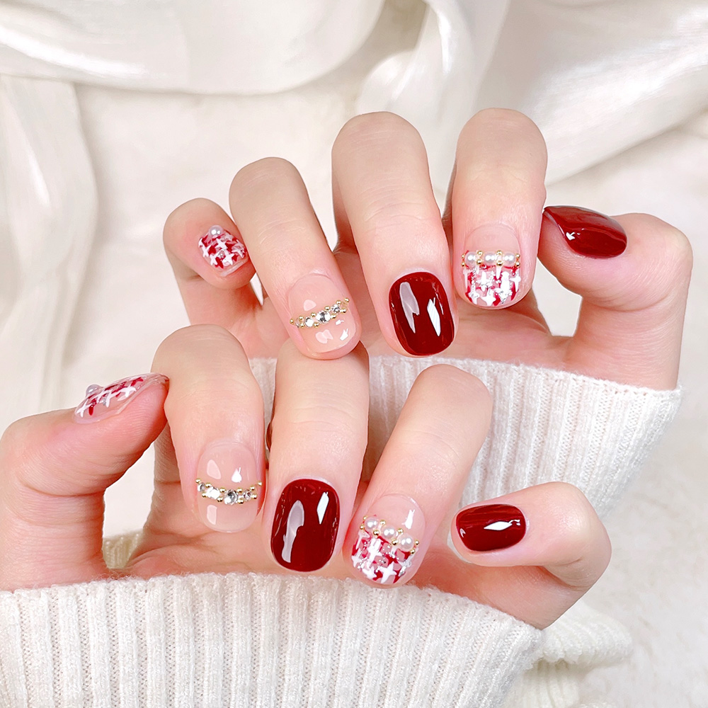 10pcs Short Square Round Handm - Nail Art Fake recension och pris