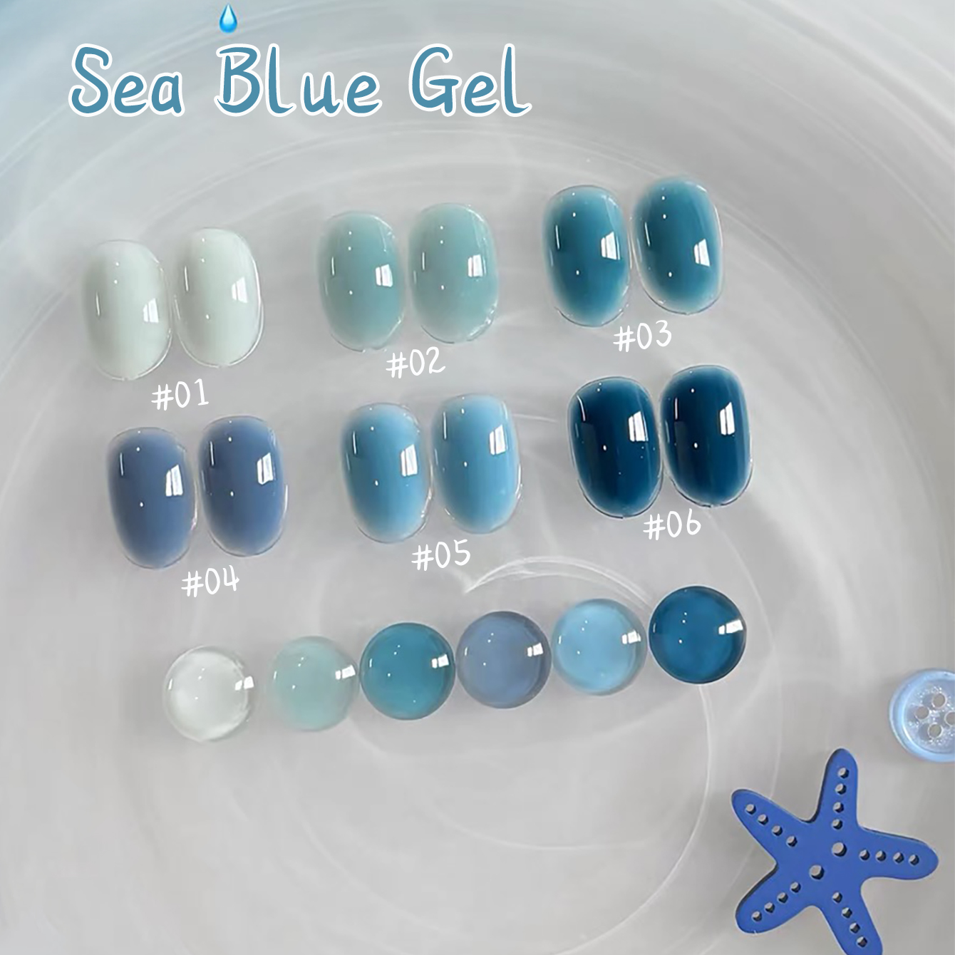 1-10pcs WS Ice Transparent Blu - Nail Art Ice Blue recension och pris
