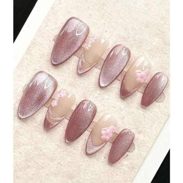 10 Pcs Handmade Medium Almond  - Nail Art Cat Eye Simple recension och pris