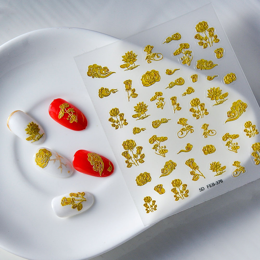 1PCS 5D Flower Stickers Retro  - Nail Art Simple Elegant recension och pris