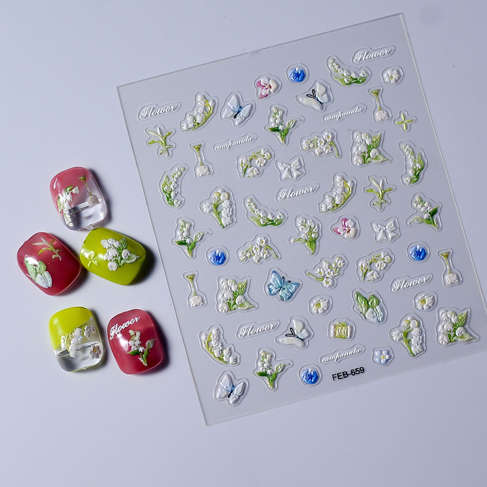 1PCS 5D Flower Stickers Retro  - Nail Art Simple Elegant recension och pris