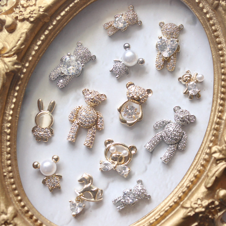 10pcs Heart Bear Rabbit Pendan - Nail Art Valentines Day recension och pris
