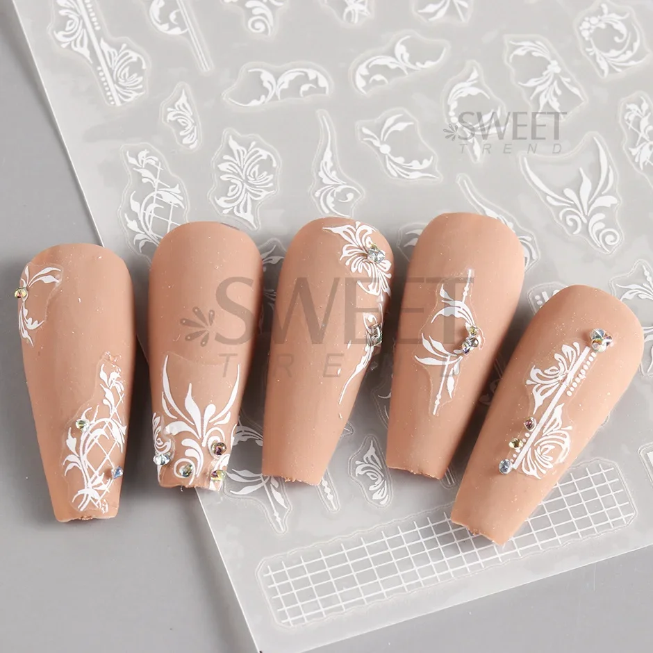 White Lace Flower Nail Art Sti - Nail Art Simple Elegant recension och pris