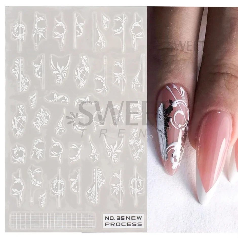 White Lace Flower Nail Art Sti - Nail Art Simple Elegant recension och pris